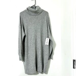 Time & Tru Gray Cowl Neck Sweater Dress with Relaxed Fit